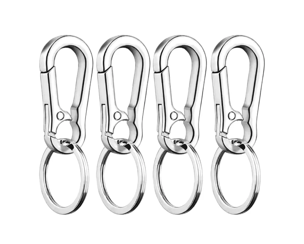 Carabiner Silver Metal Keychain Round
