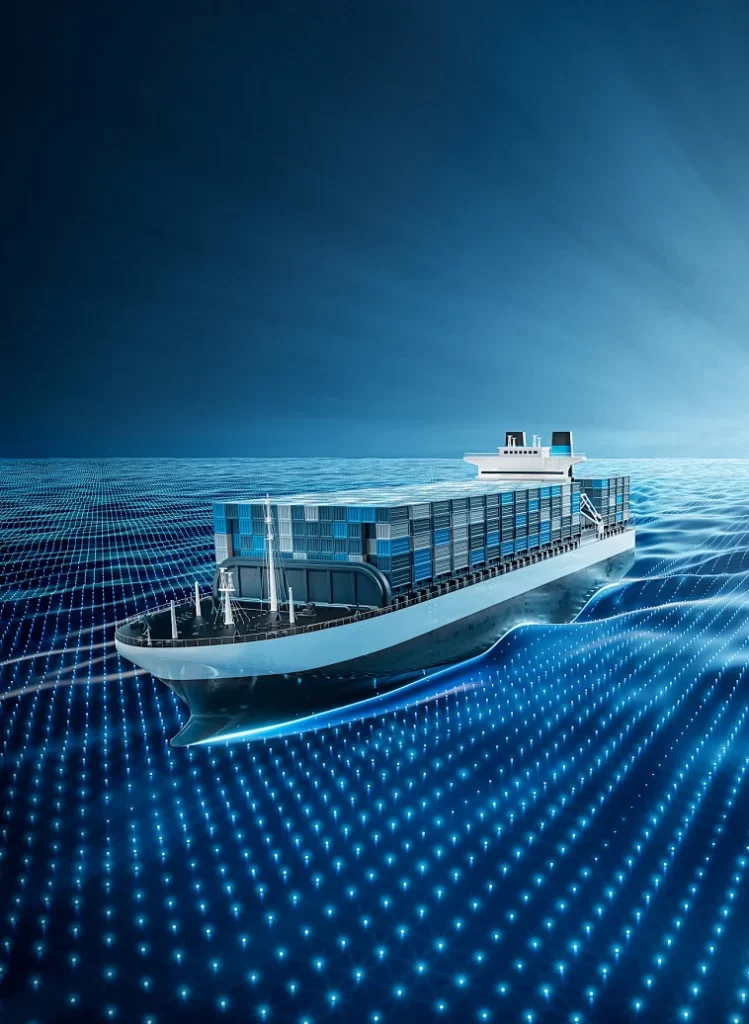 Cargo Ship Blue Containers Grid Ocean