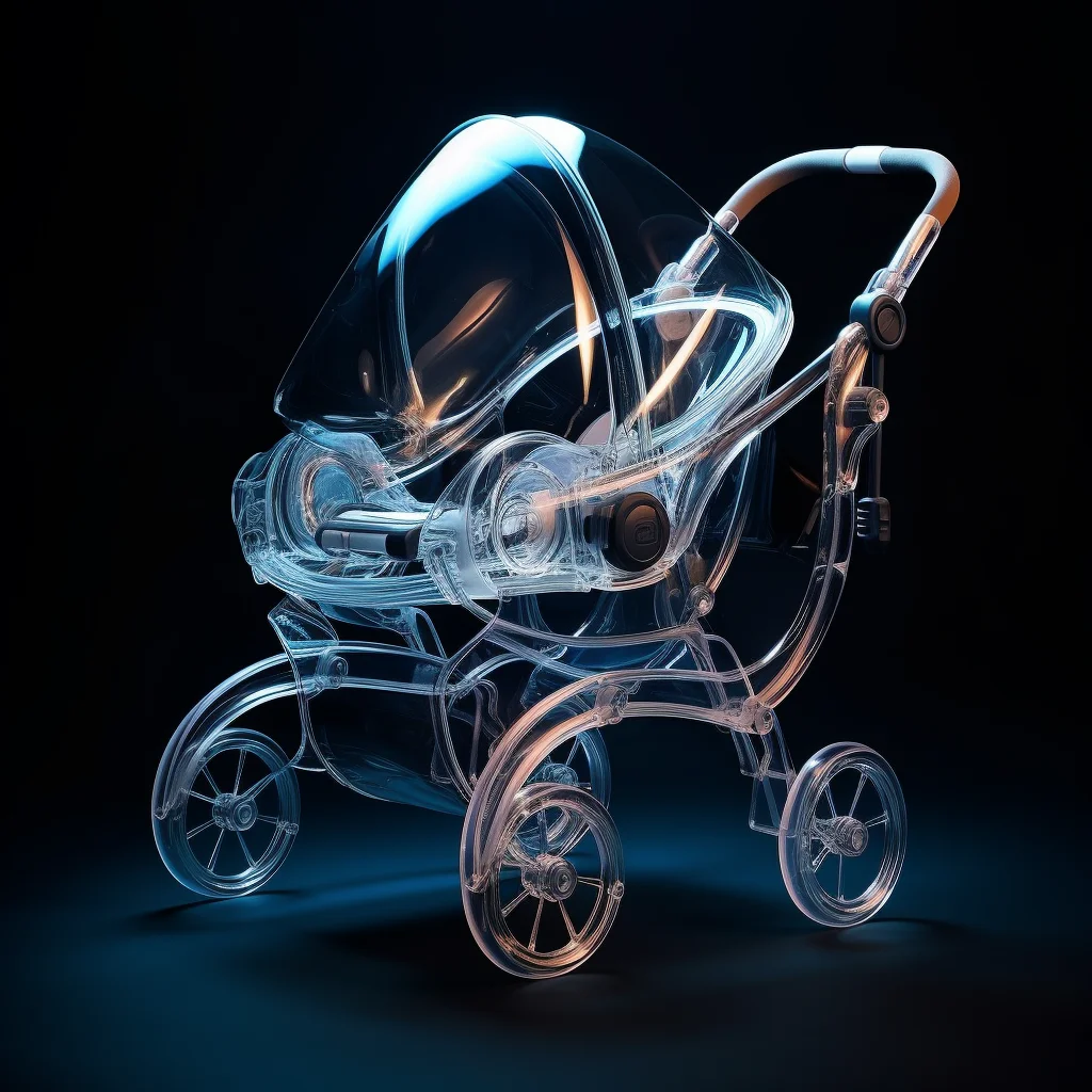carriage azure design 3D transparent baby conceptual product
