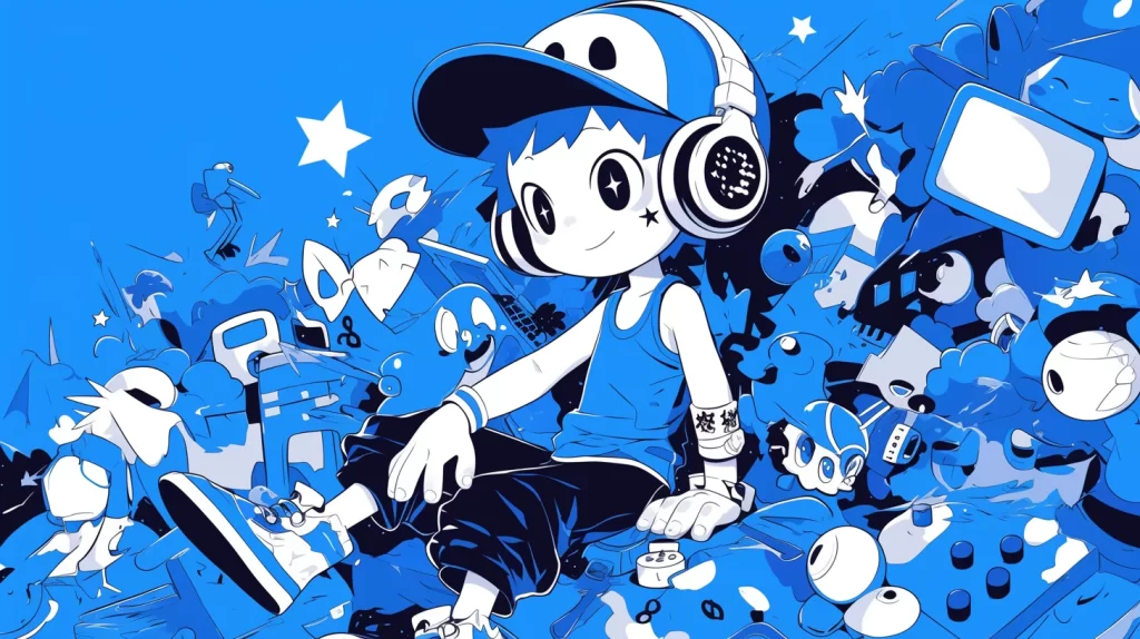 Cartoon Boy Blue Headphones Character