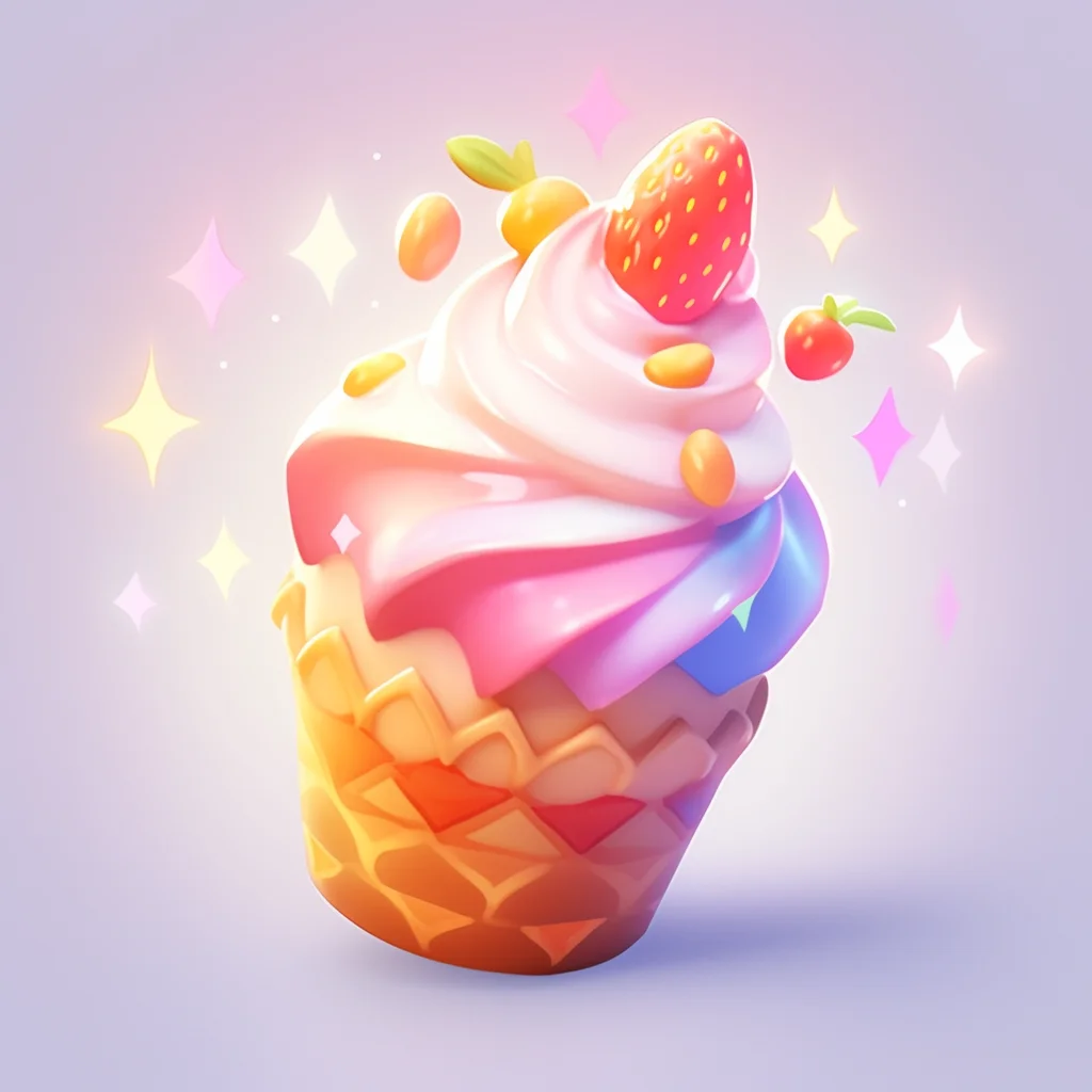 cartoon game 3D icon cute sundae lovely