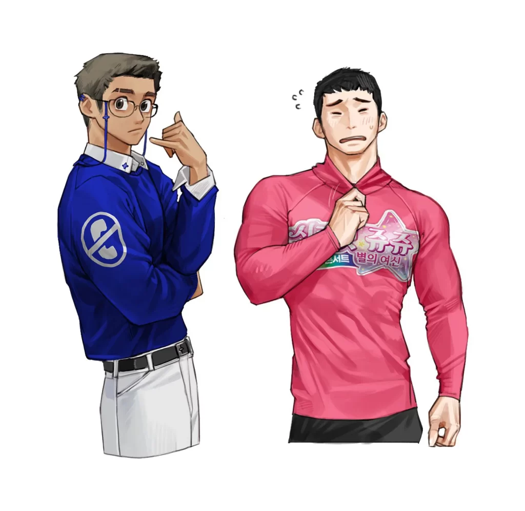 Cartoon Male Characters Outfits Blue Red
