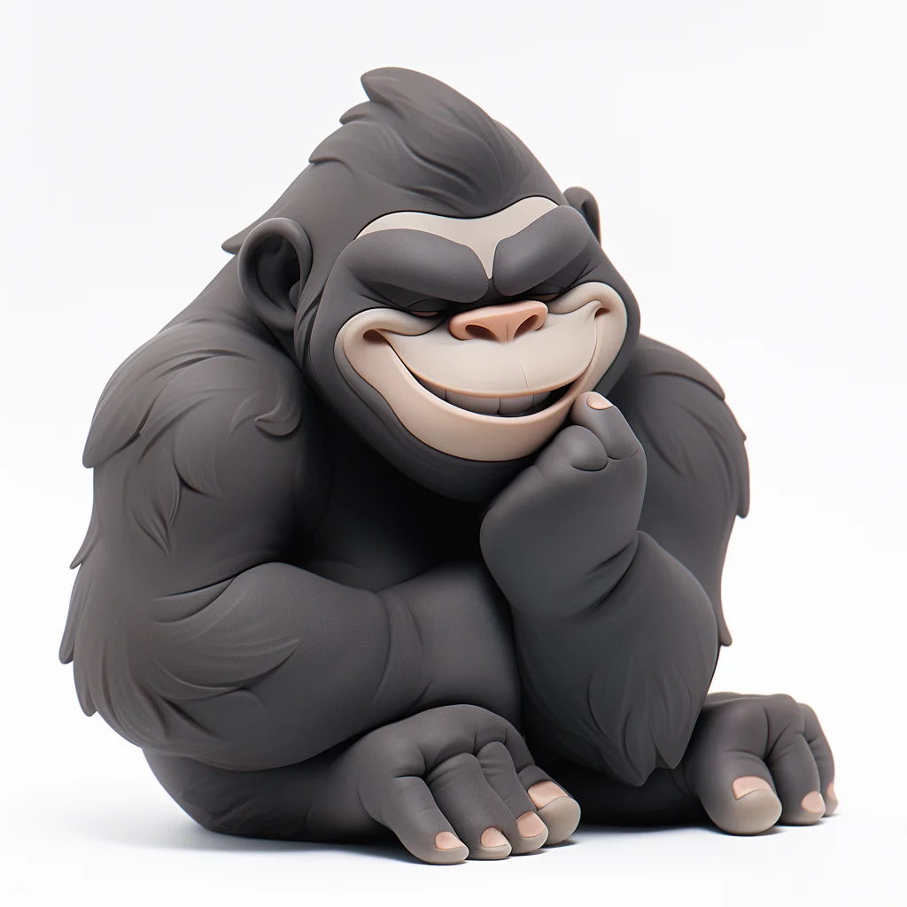 cartoon smile C4D cute 3D gorilla toy popmart blindbox