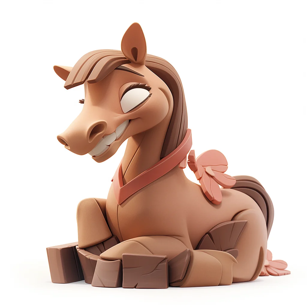 cartoon smile C4D cute 3D horse toy popmart blindbox