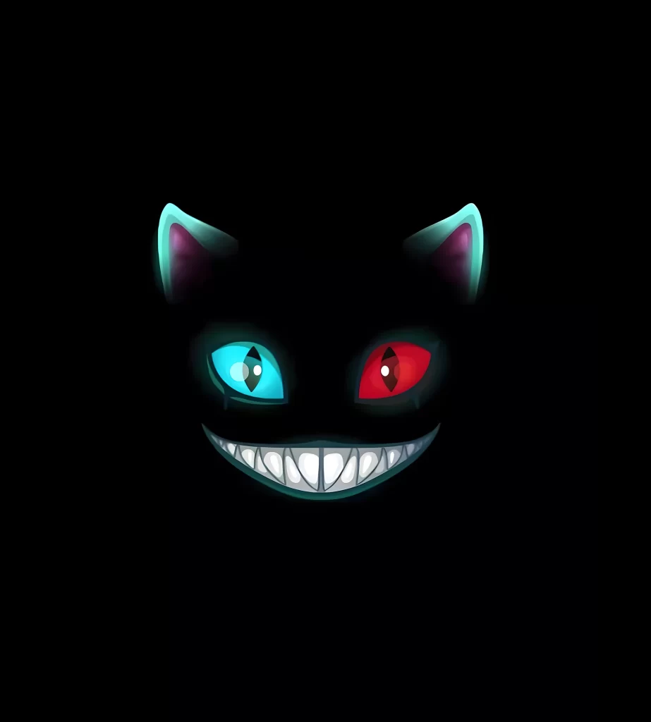 Cat Black Blue Red Teeth Dark
