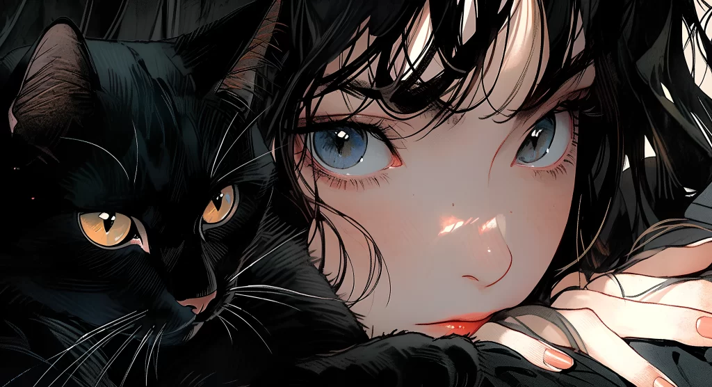 Cat Black Eyes Fur Artistic