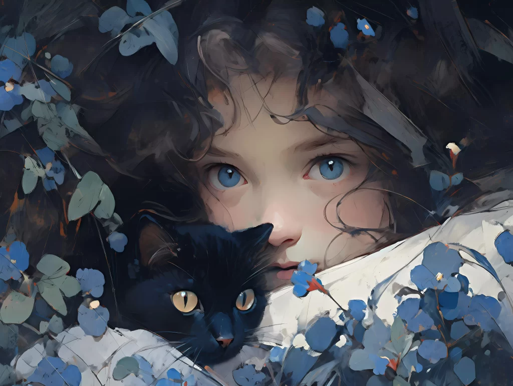 Cat Blue Green Dark Nature