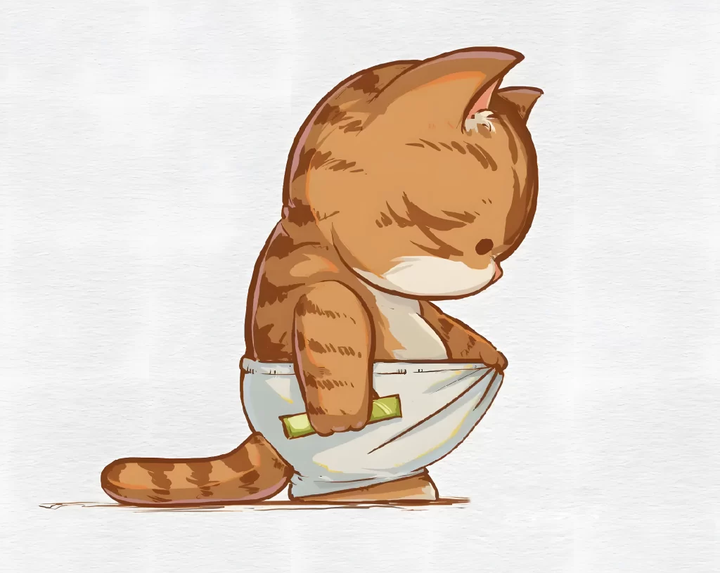 Cat Brown White Cartoon Whimsical