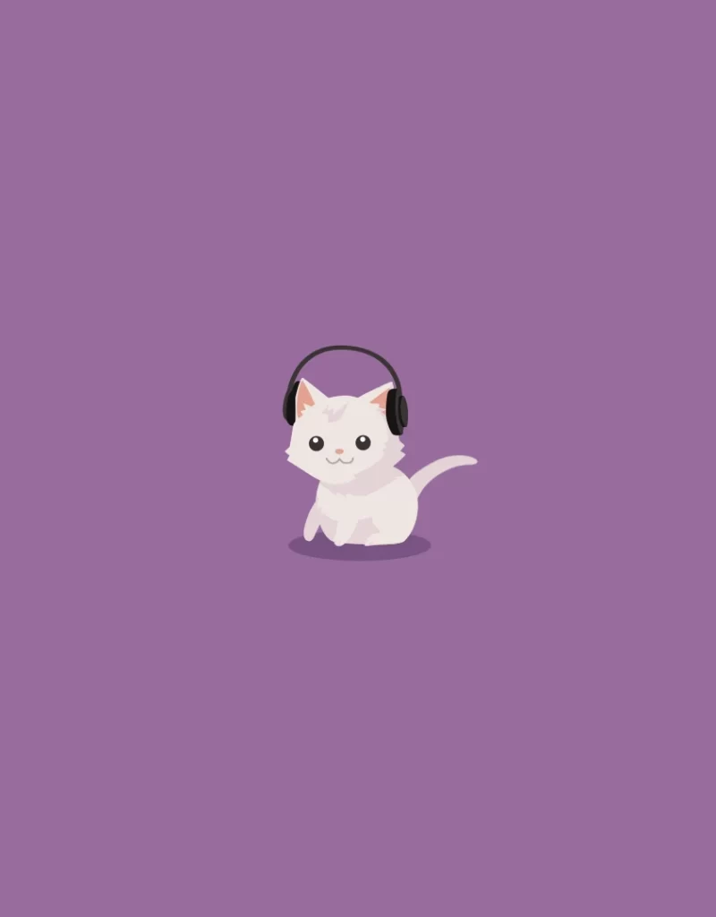 Cat Purple White Headphones