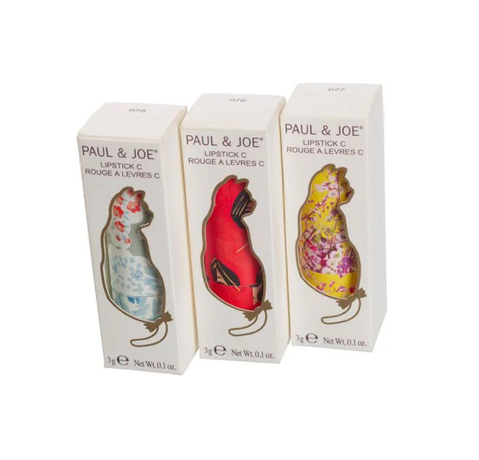 Cat-shaped Lipstick Box White Floral Design Cosmetics