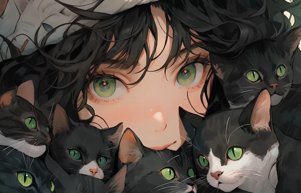 Cats Black And White Green Eyes