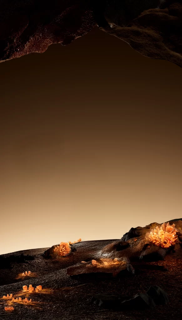 Cave Orange Glow Rocks Dark Surreal