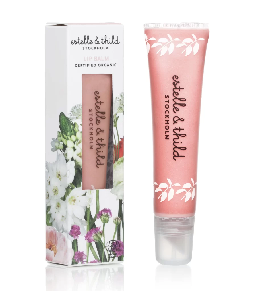 Certified Organic Lip Balm Tube Pink Floral Design