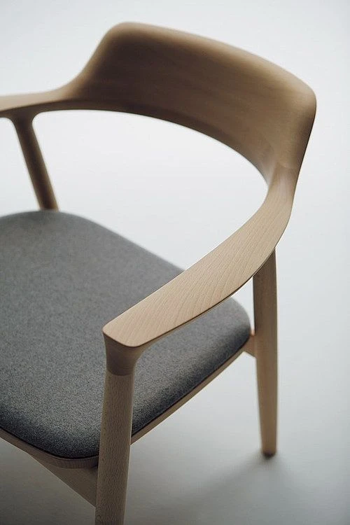 Chair Light Wood Grey Fabric