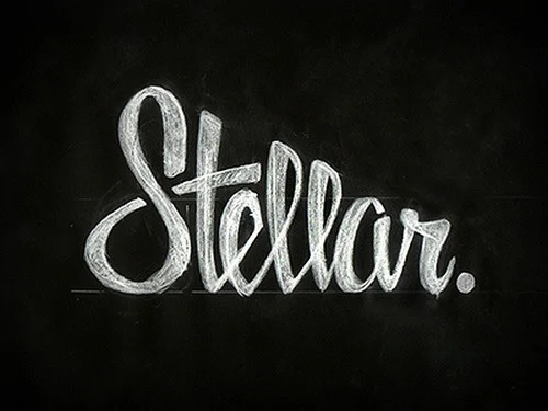 Chalkboard Script Black White Name