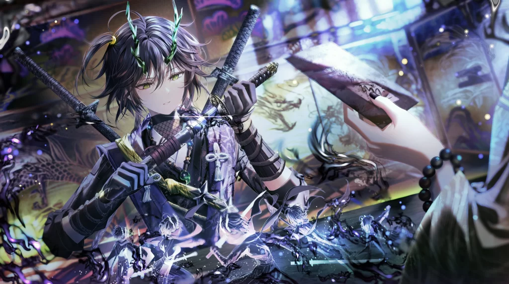 Character Dark Blue Purple Fantasy Samurai