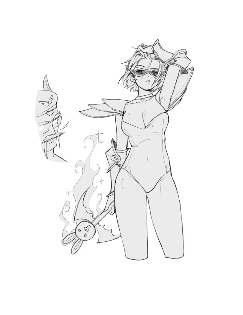 Character Glamour Monochrome Action Line Art