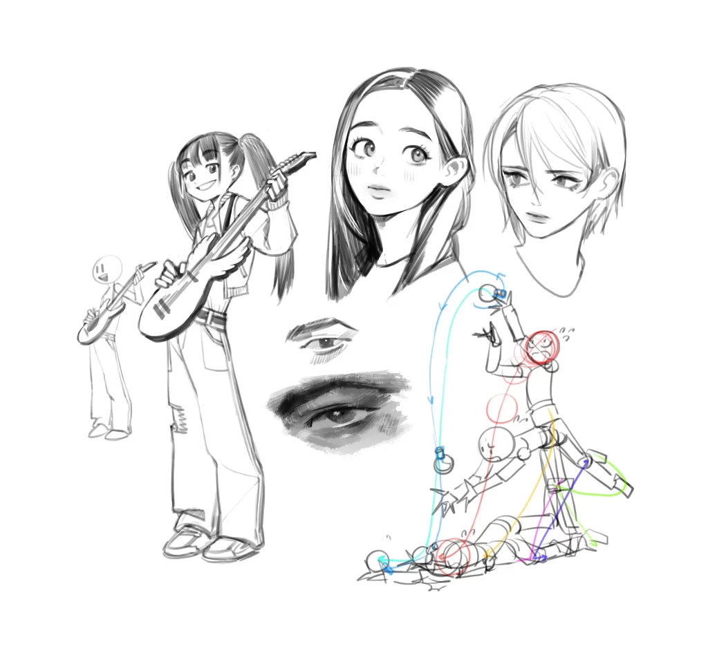 Character Guitarist Clothing Monochrome Drawing