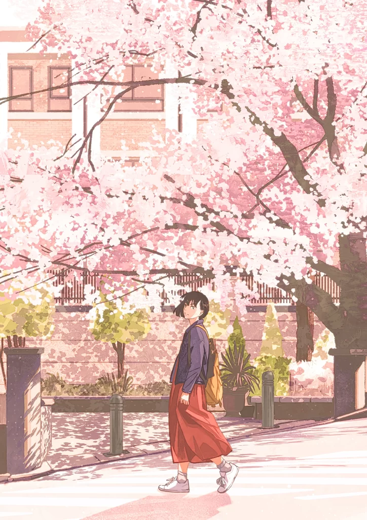 Cherry Blossom Girl Pink Blue Traditional