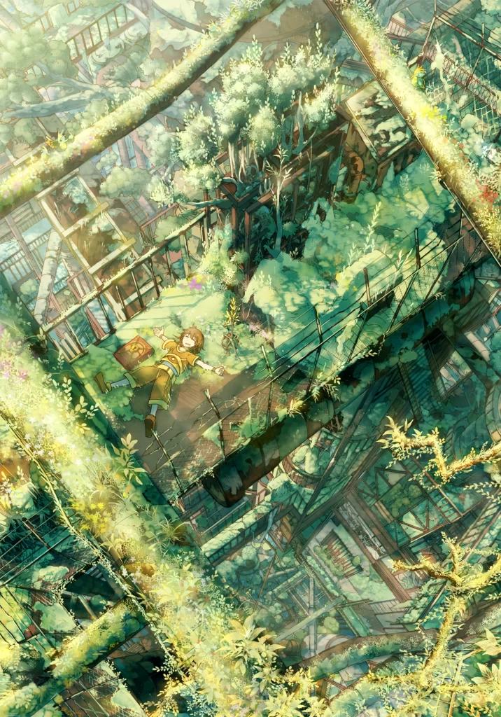 Child Green Trees Overgrown Cityscape Adventure