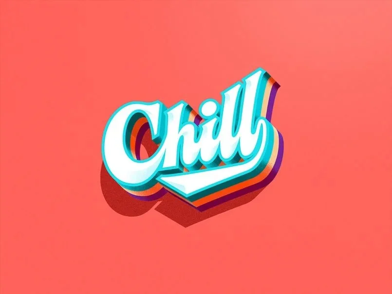 Chill Typography Blue Pink Retro
