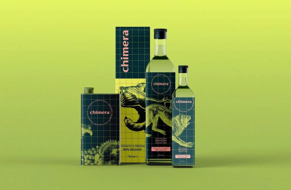 Chimera Olive Oil Bottle Blue Mythical Design