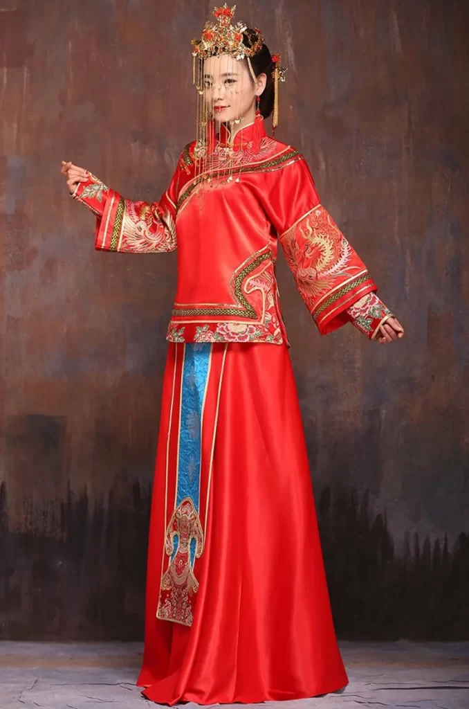 Chinese Wedding Gown Red Embroidered