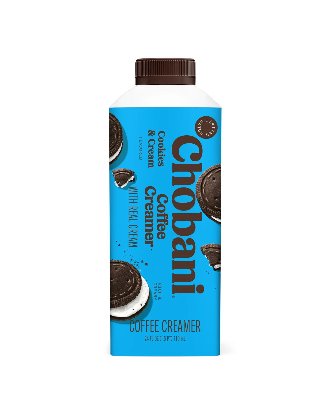 Chobani Coffee Creamer cookies and cream packaging design