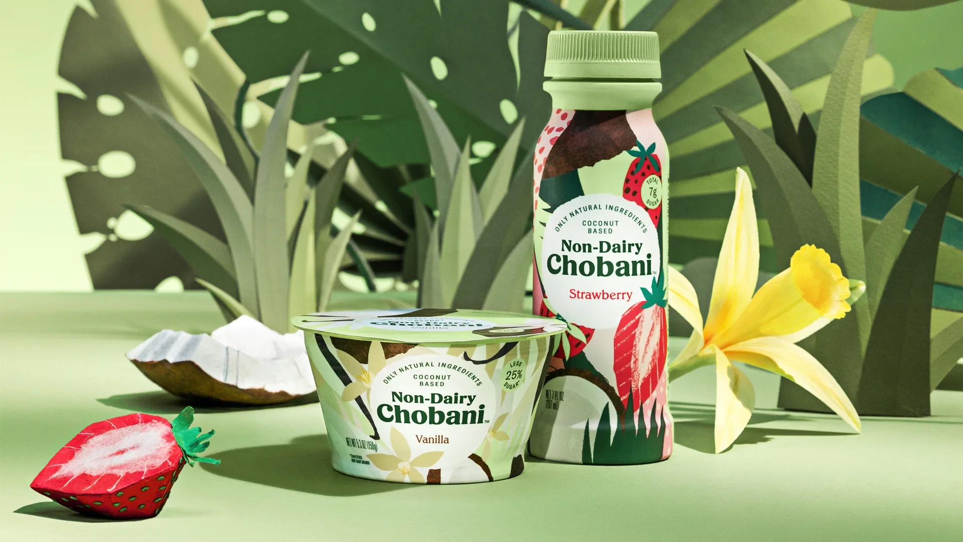 Chobani non-dairy green white plant-based packaging