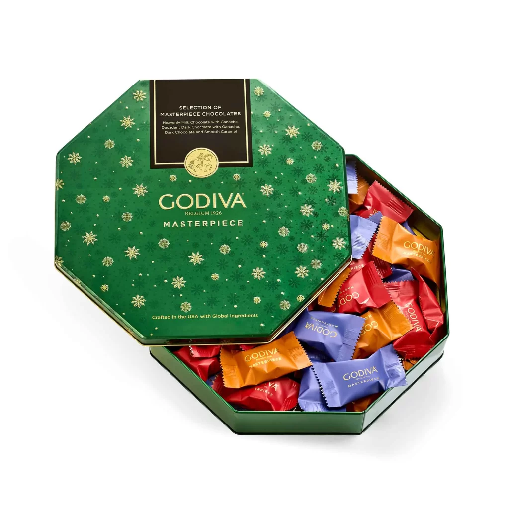 Chocolate Box Green Gold Holiday Godiva