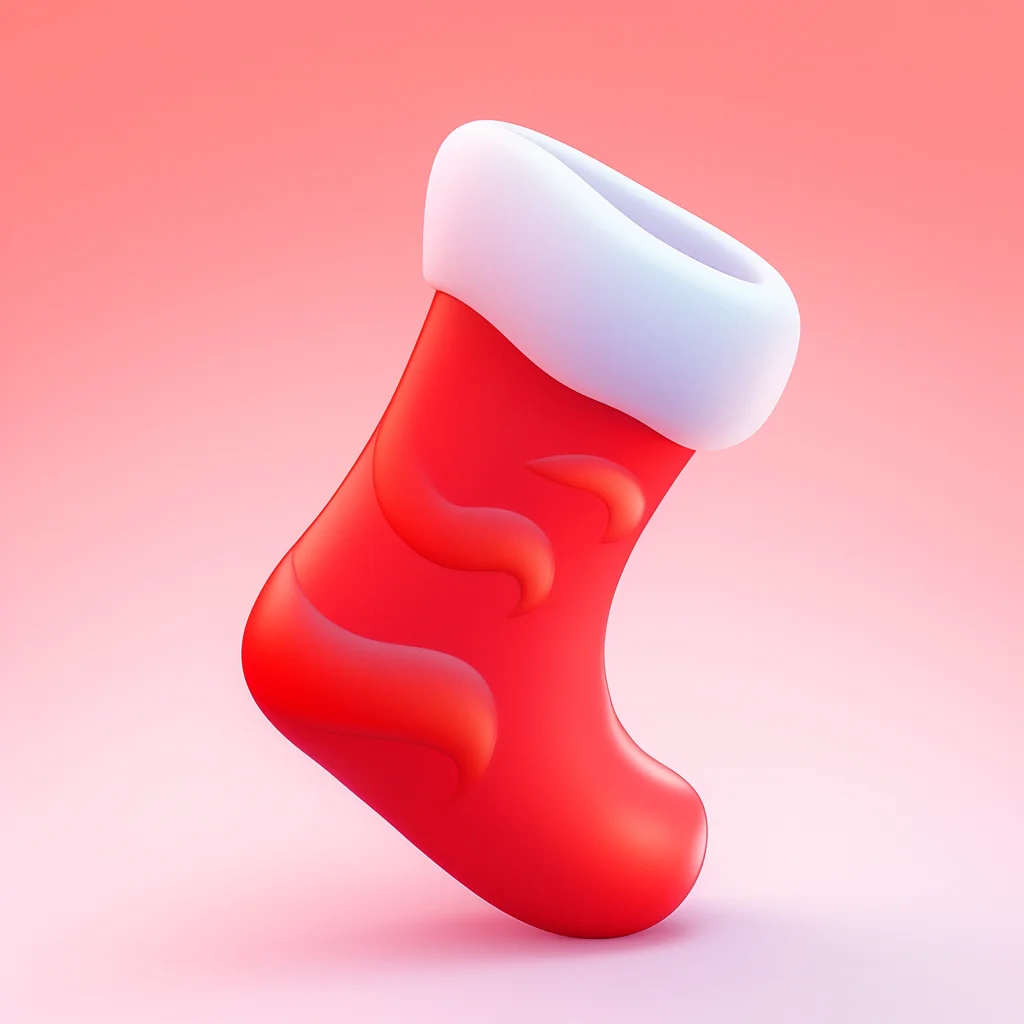 Christmas stocking sock 3D icon game cartoon cute lovely