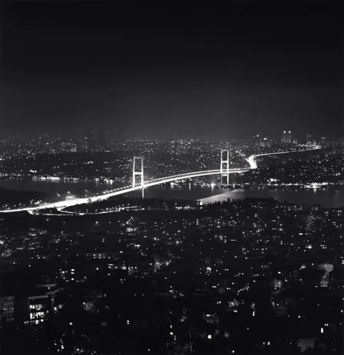 Cityscape High Contrast Dramatic Bridge Night Lights