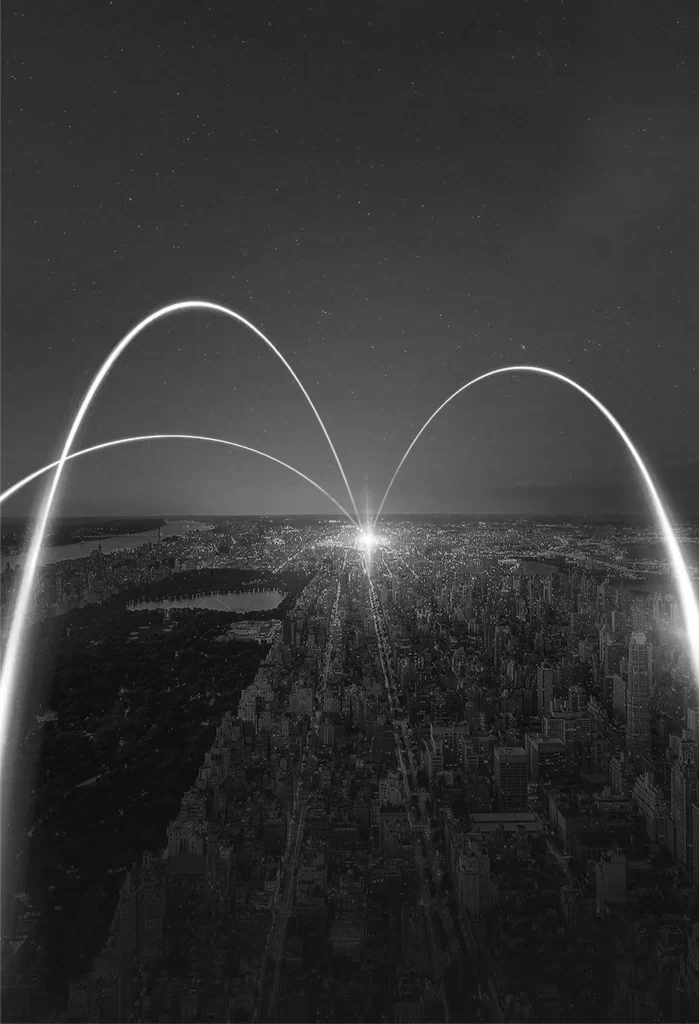 Cityscape Night Light Trails Black And