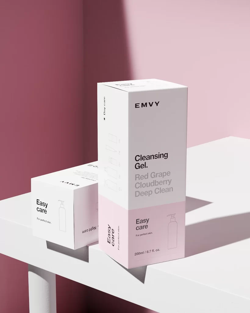 Cleansing Gel Box White Pink Minimalist Skincare