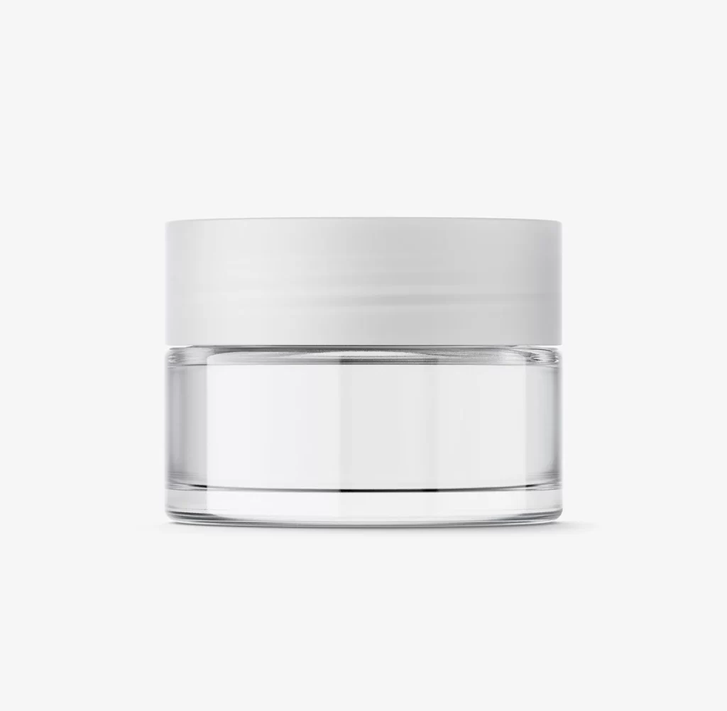 Clear Jar White Lid Cosmetics Container