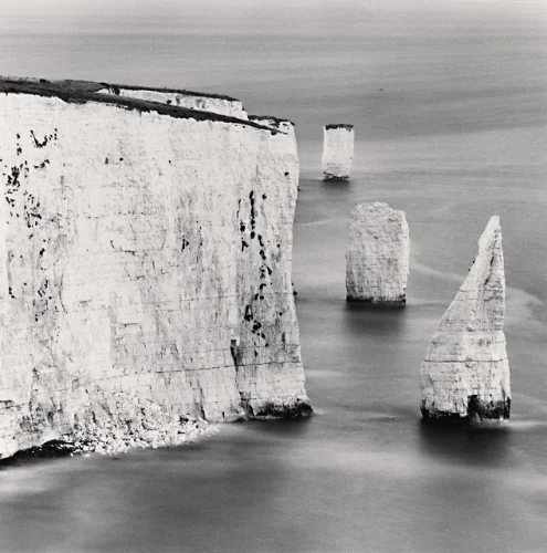 Cliffs Monochrome Smooth Water Minimalist Serene Seascape