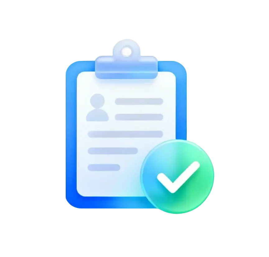 Clipboard Blue Green Checkmark Icon