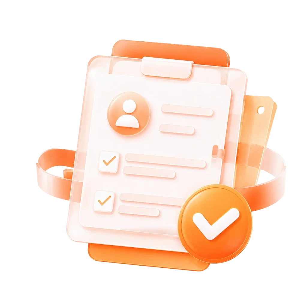 Clipboard Checklist Orange White Checkmarks