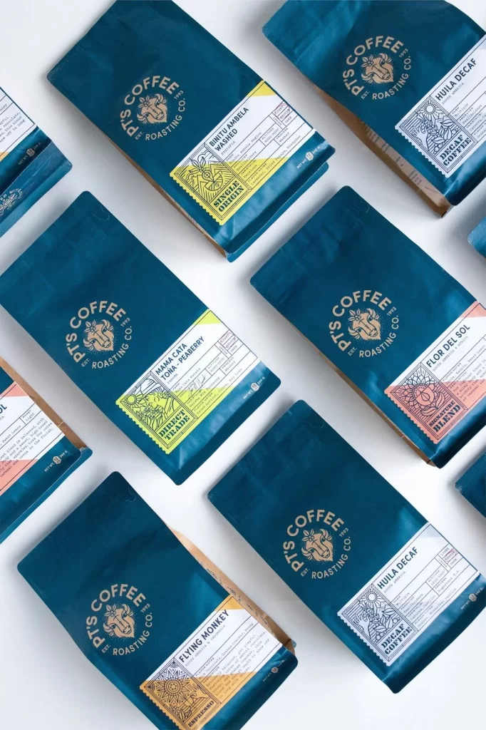 Coffee Bags Blue Packaging Artisanal Roasting Co