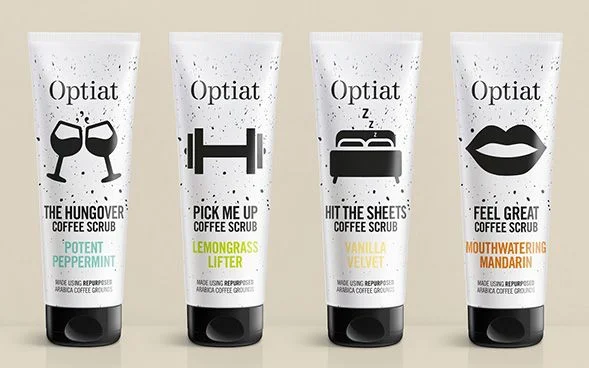 Coffee Scrub Tube White Speckled Black Cap