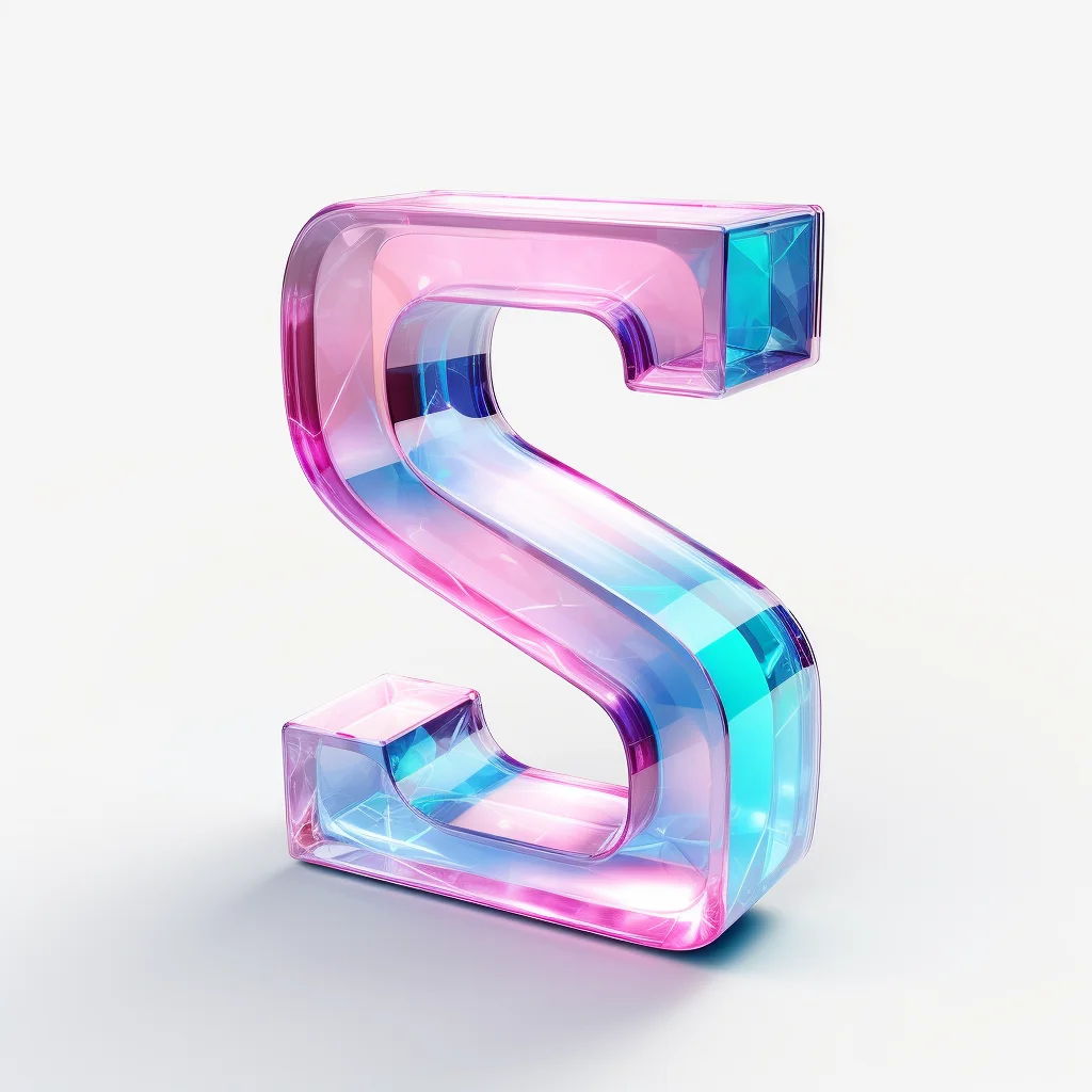colorful glass material letter S gradient icon 3D