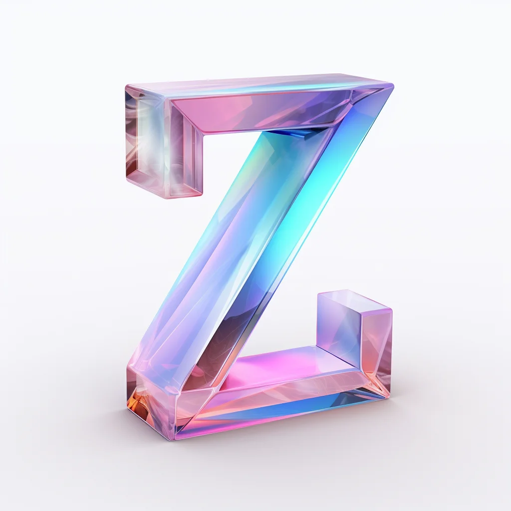 colorful glass material letter Z gradient icon 3D
