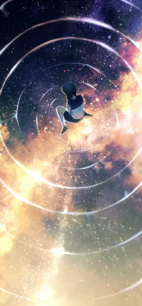 Cosmic Girl Blue Yellow Stars Universe