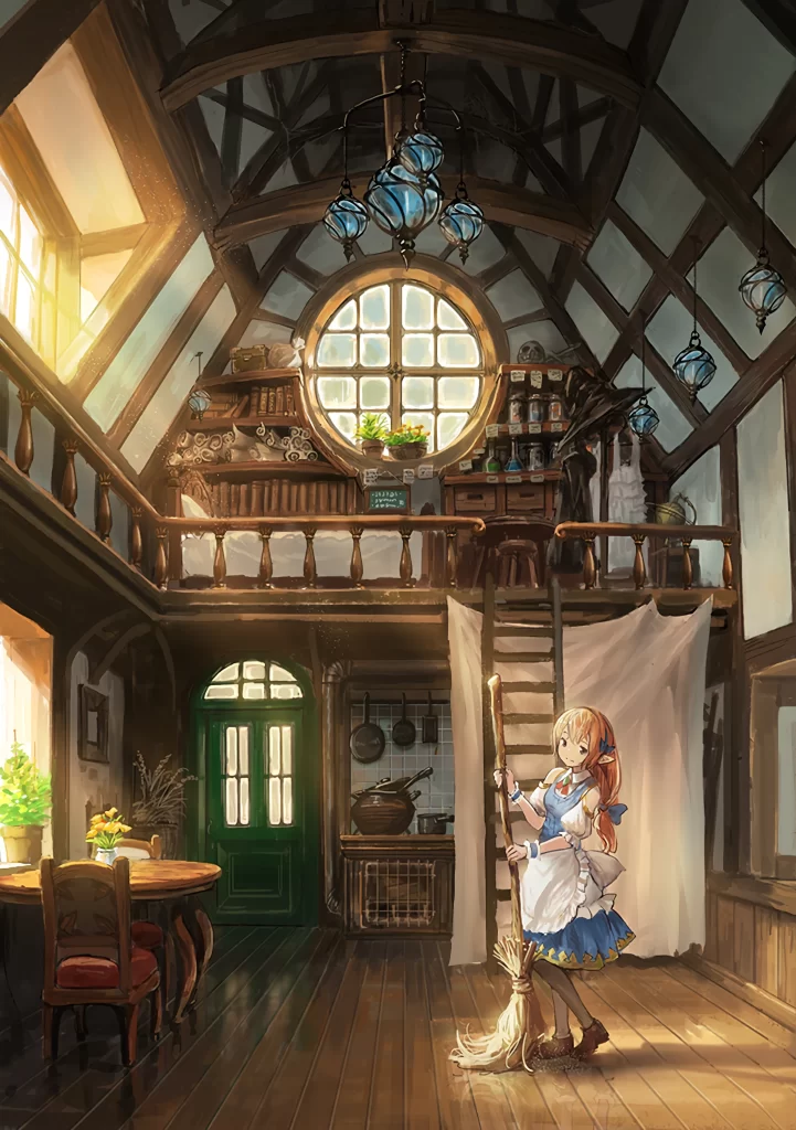 Cottage Yellow Brown Wooden Interior Maid