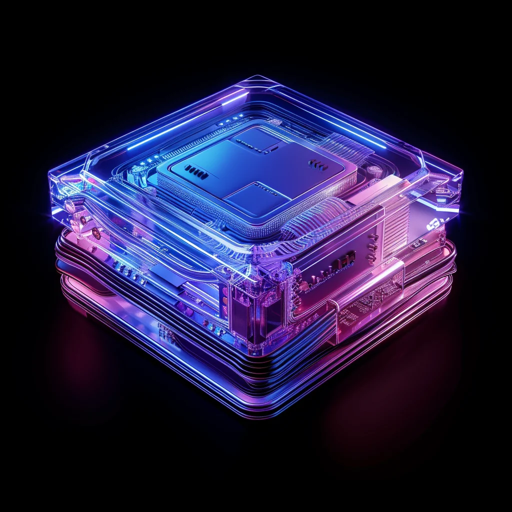 CPU Intel AMD 3D blue transparent structure
