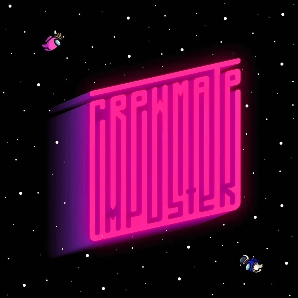 Crewmate Pink Black Neon Sign Space