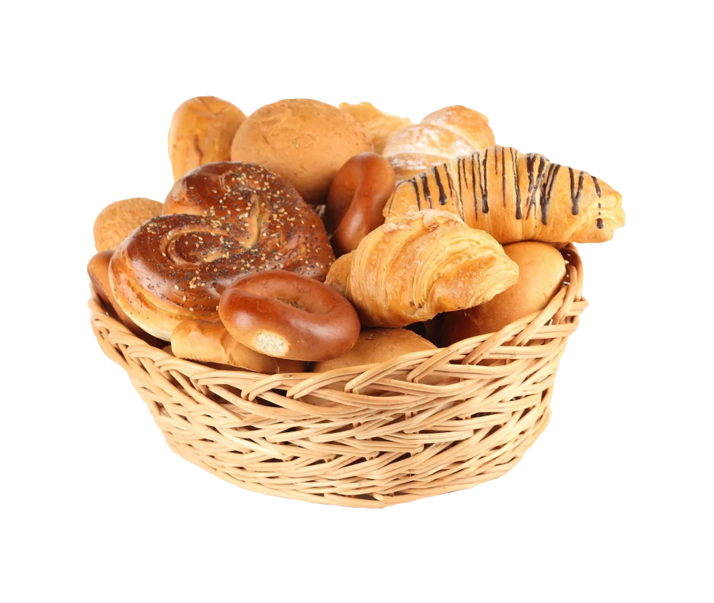 Croissant Chocolate Drizzle Crispy Golden Brown Basket Assorted Baked Goods