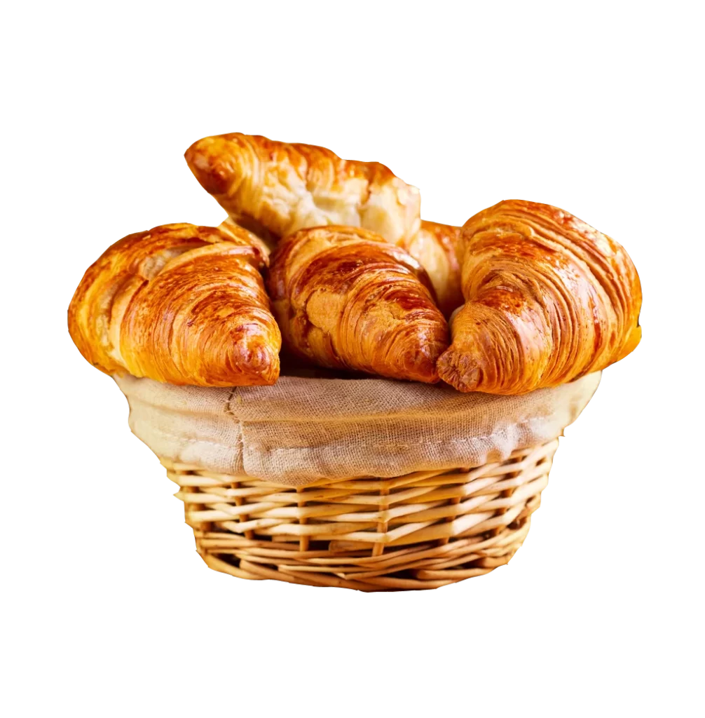 Croissant Golden Brown Crispy Basket Linen Lining