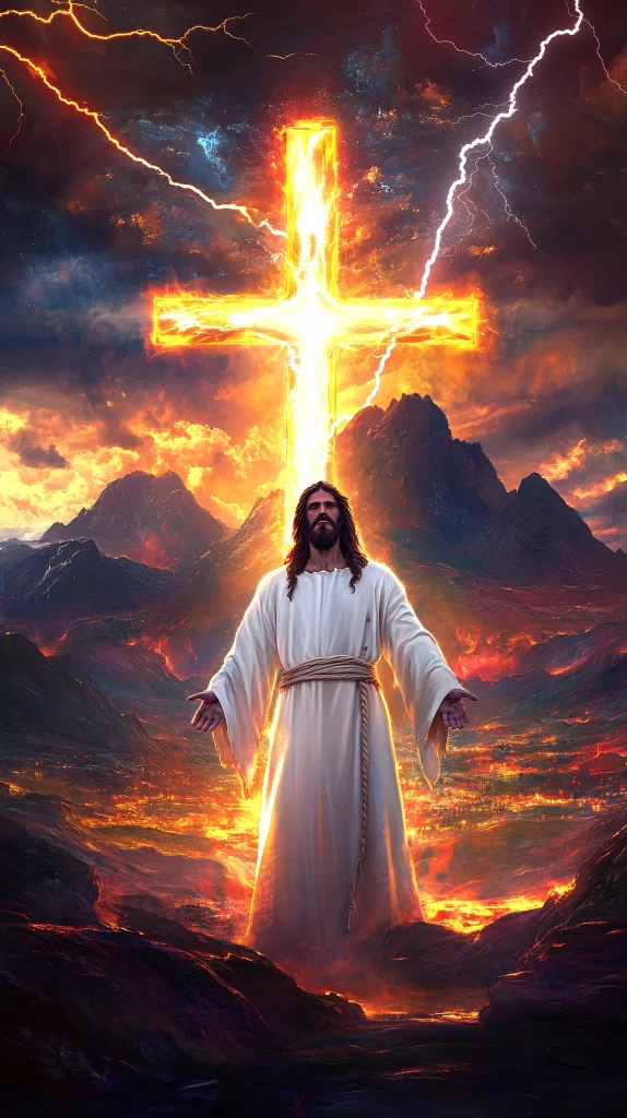 Cross Bright Light Sky Mountain