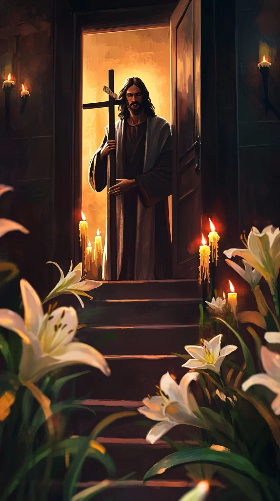 Cross Candle Light Lilies